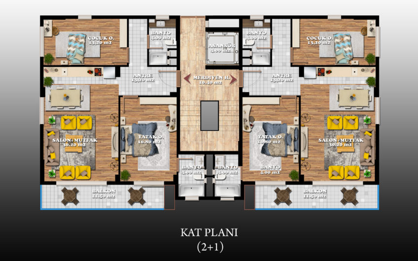 Rummelige lejligheder med havudsigt i et boligkompleks med stort grønt område