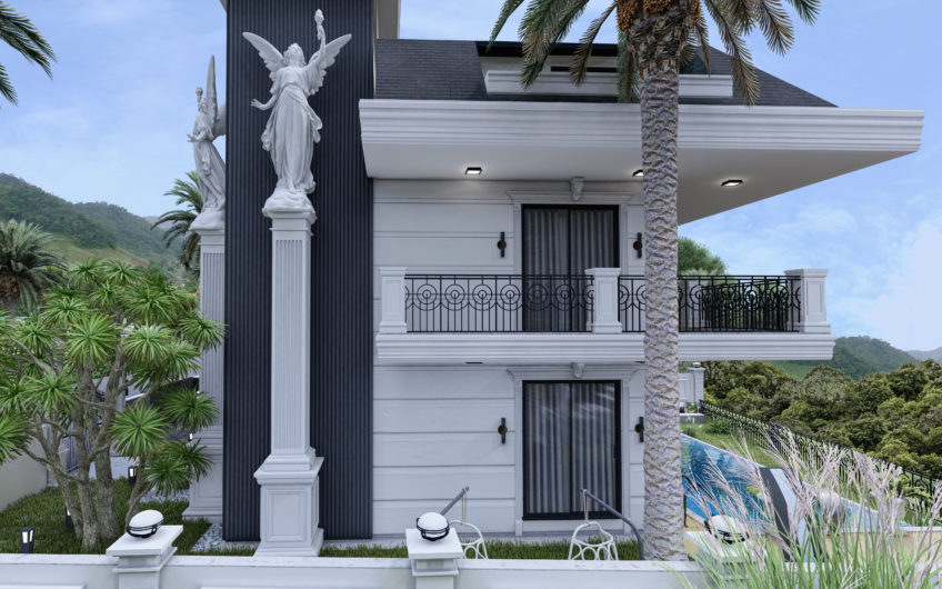 Lyxig villa med havsutsikt, i Kargicak-området bland pinjeträd och omgiven av berg!